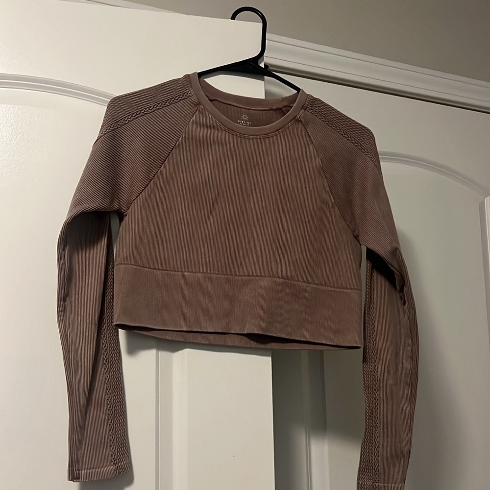 Aerie Mauve Long Sleeve Crop Top